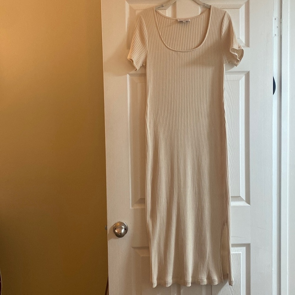 GIBSON LATIMER Cream Bodycon Midi Dress, Size M